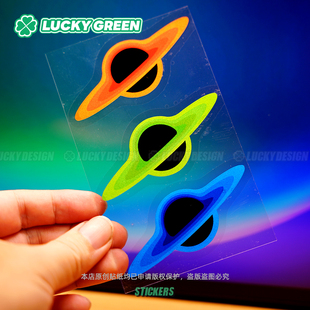 饰贴纸 车窗反光防水摩托装 lucky良运车贴 原创创意黑洞星球星环