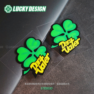 良运车贴幸运四叶草头盔外探险尾箱电脑行李箱防水划痕反光贴纸