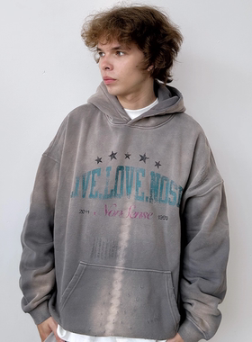 NOSD (by BUllSHITLAB) 25FW 基础系列 “喷染做旧LOGO连帽卫衣”