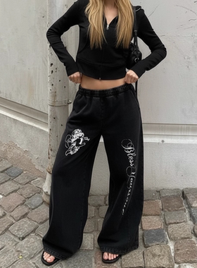 NOSD (by BUllSHITLAB) 25FW 音乐系列 洗水做旧斑驳廓形拖地卫裤