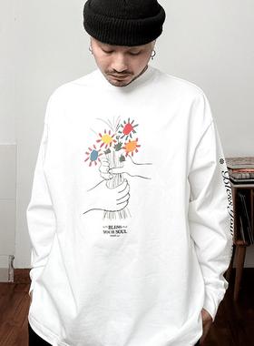 NOSD by BUllSHITLAB 24FW 音乐系列 手袖印花鲜花主题长袖T恤