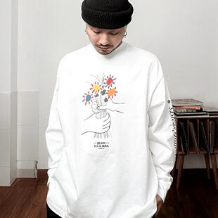 NOSD by BUllSHITLAB 24FW 音乐系列 手袖印花鲜花主题长袖T恤