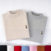 儿童纯棉套头针织衫 男女童加厚加绒半高领毛衣中大童宝宝打底线衫