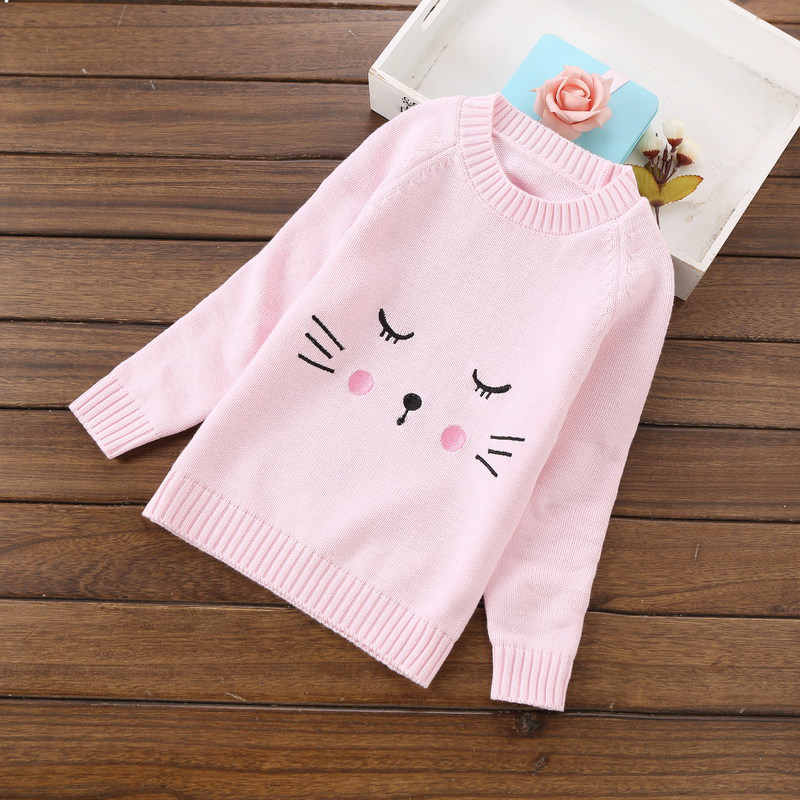 女童纯棉毛衣 1- 3-5-9-12岁全棉针织衫宝宝套头打底衫中大童外套