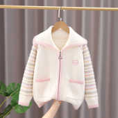 儿童加厚上衣毛衣中大童线衫 外套秋冬款 女童水貂绒针织衫 2026新款