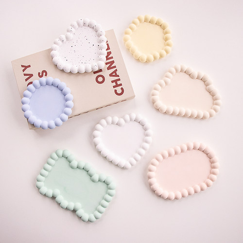 彩色可爱石膏置物盘氛围家居装饰