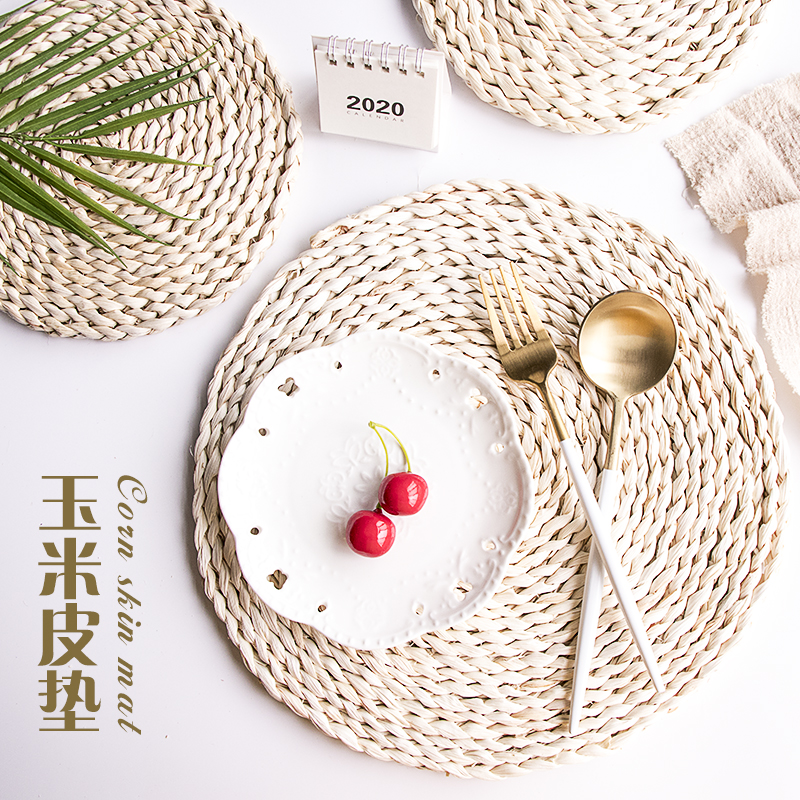 天然玉米皮垫子ins摆摄影道具
