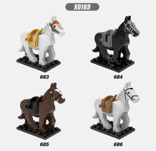 欣宏积木兼容白色黑色战马戒灵马指环王魔戒配马鞍得得高同款