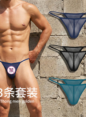 intymen纱网透明透视男士丁字裤