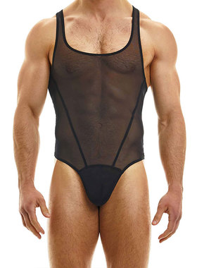 ModusVivendi 男士纱网透视连体衣丁字裤高弹透气修身立体 09381