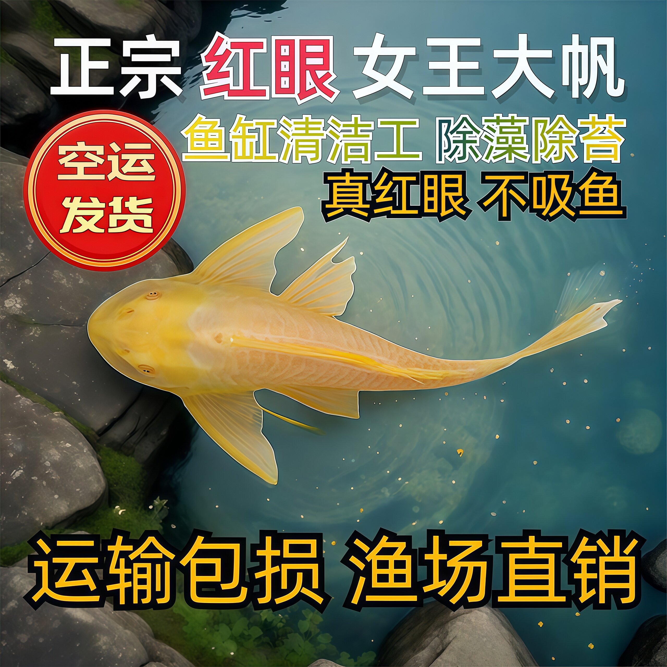黄金红眼女王清道夫大帆豹纹活体大小型垃圾热带吃屎水藻类观赏鱼
