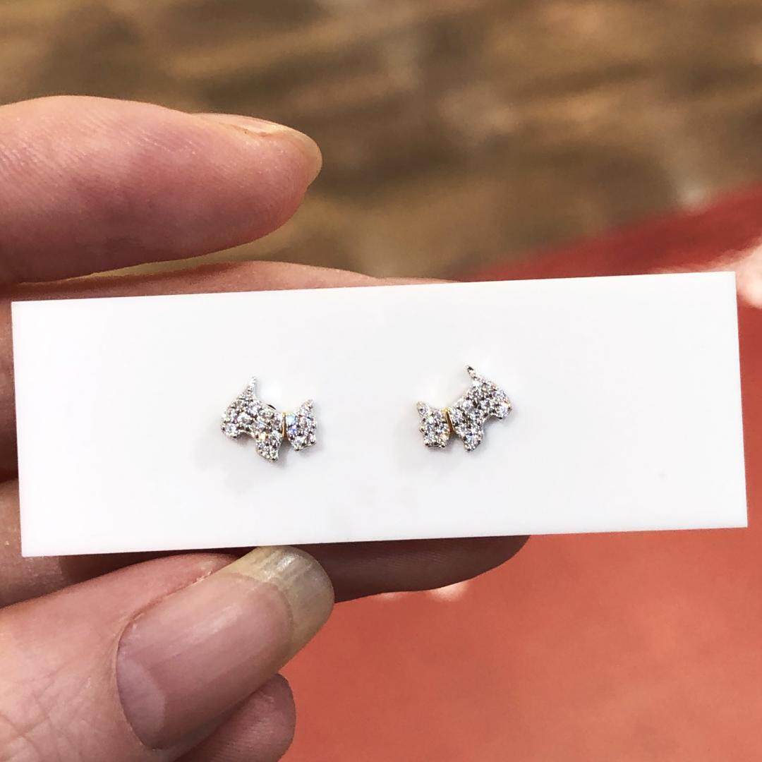 西班牙瑷嘉莎agatha小清新时尚镶钻狗狗925纯银 耳钉女小众设计感