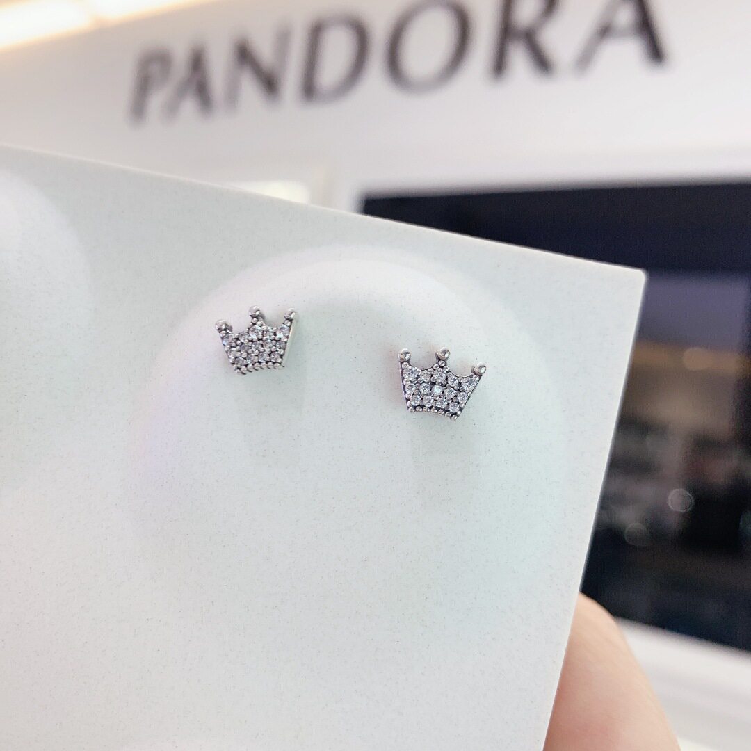 pandora潘多拉925银皇冠耳钉小众设计高级感简约百搭气质女生礼物