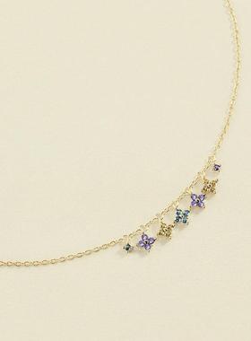 西班牙AGATHA瑷嘉莎幸运四叶花系列项链耳饰法式优雅彩色宝石轻奢