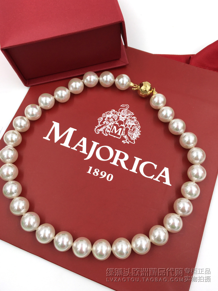 欧洲百年皇室轻奢品牌majorica温柔简约大气经典款14毫米珍珠项链