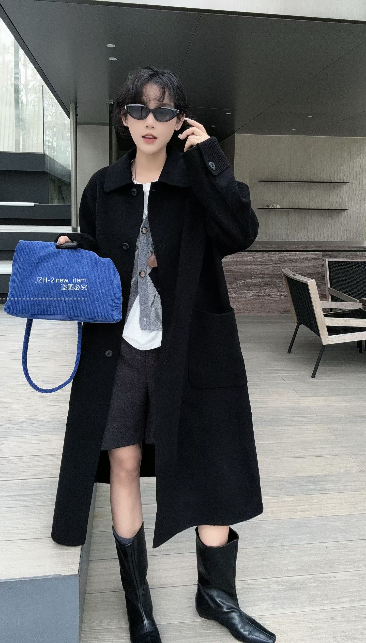 欧洲站2025冬季3新款时尚百搭洋气显瘦休闲毛呢外套女潮K665