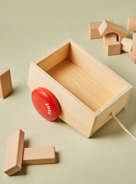 Fizzit原色木质拖车斗儿童玩具拖拉学步拉拉车牵引玩具