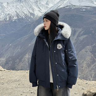 实拍黄子弘凡同款NICEBAD原WORKSOUT连帽毛领派克羽绒棉服保暖