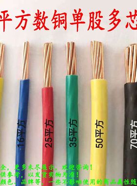 10/16/25平方大平方数铜单股多芯线BV线铜芯线品牌随机发货1份1米