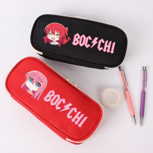 bocchi the rock!孤独摇滚红黑笔袋卡通帆布文具袋学生收纳笔盒