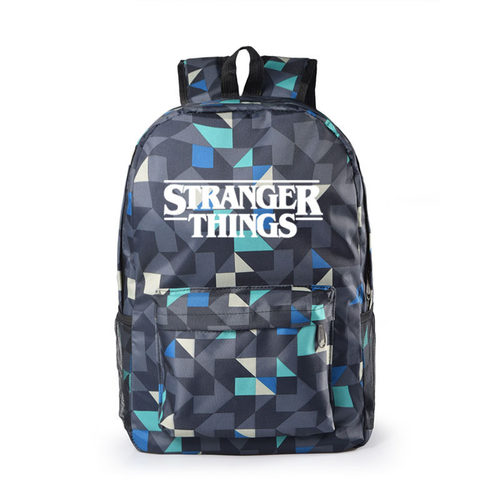 stranger things怪奇物语周边书包休闲帆布包格子双肩包男女学生
