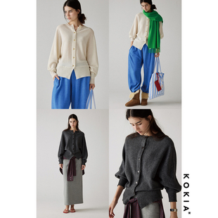 宽松廓形外套 小圆领立体蝙蝠袖 KOKIA现货 牦牛绒轻盈软糯云朵开衫