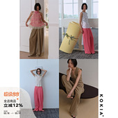 极简无腰头松弛感阔腿长裤 经典 两色 舒适亲肤亚麻空气裤 KOKIA现货