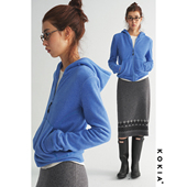 KOKIA现货 舒适高弹云朵触感松软亲肤连帽拉链短卫衣外套 明星同款