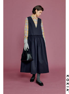 KOKIA现货 叠穿神器 体量感工装 V领长款连衣裙