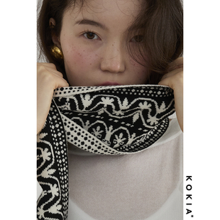 KOKIA现货 Pompeii古堡纹样提花 双面双色薄款针织围巾