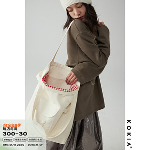 风格 多口袋功能 复古工装 KOKIA现货 大容量环保棉帆布包