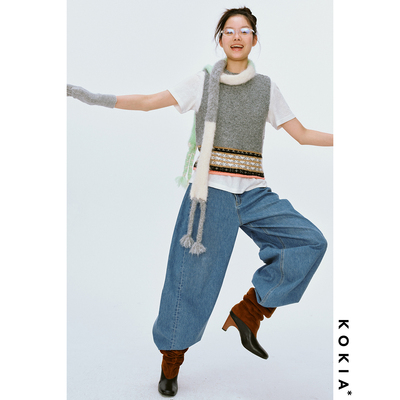 KOKIA费尔岛提花粗针毛织背心