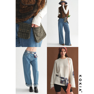 KOKIA现货 搭配神器 复古格纹 可拆卸多用小方包 腰包腰带配饰