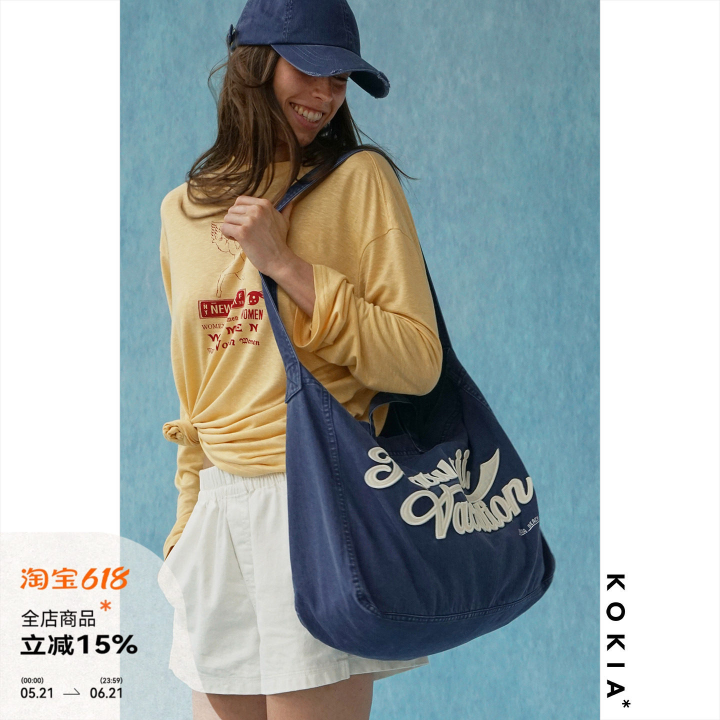 KOKIA美式复古多用帆布托特包