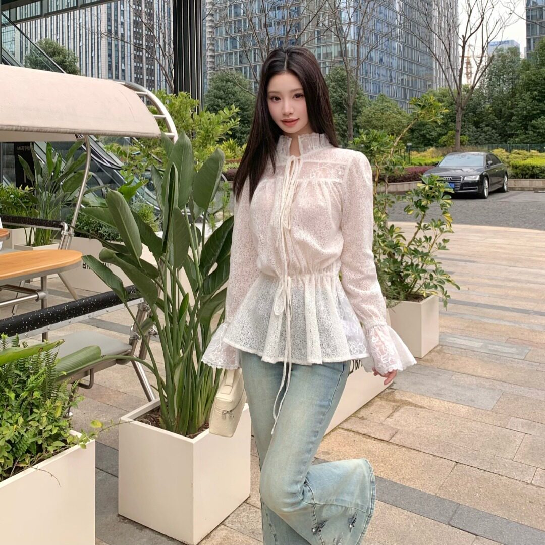 EIMISMOSOL蕾丝拼接衬衫25春季新款亲肤舒适透气设计感百搭通勤女