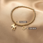 小金珠子手链 ins小众设计贝壳钛钢招财有钱闺蜜简约冷淡风高级感