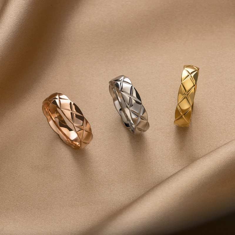 菱格戒指时尚个性ins潮镀金设计