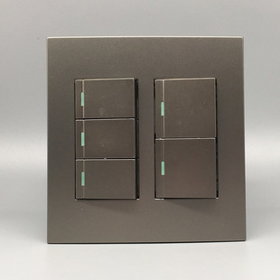 灰色120型开关插座面板 五开双控 六位5开带荧光 大号五联开关暗