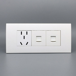 118型2个六类网络带五孔插座2个千兆电脑模块网线口面板5眼电源