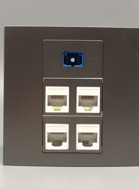 灰色86型SC宽带光纤插座四位六类千兆电脑网线网络插座面板免打线