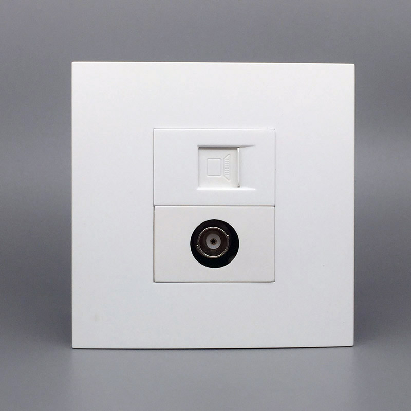 86型二位BNC监控焊接面板探头摄像头 六类千兆电脑网络线插座免打