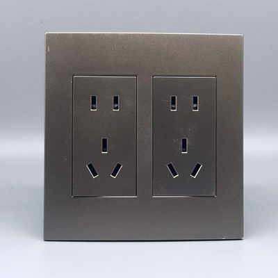 灰色120型开关插座面板5孔十孔插座10孔墙壁电源插2个五组合开关