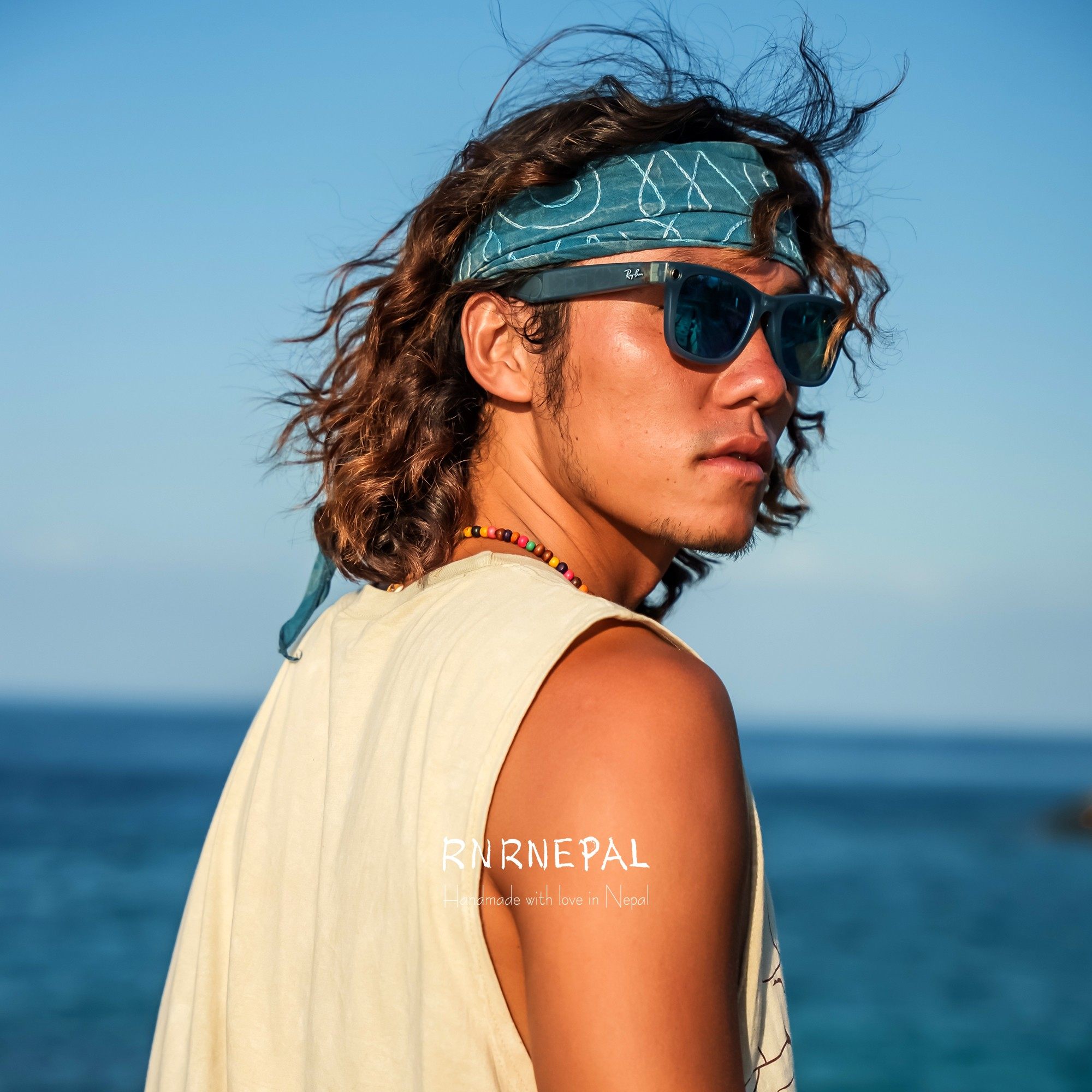 RNRNEPAL复古刺绣发带女嬉皮摇滚脏辫头巾男部落废土风纯棉发饰