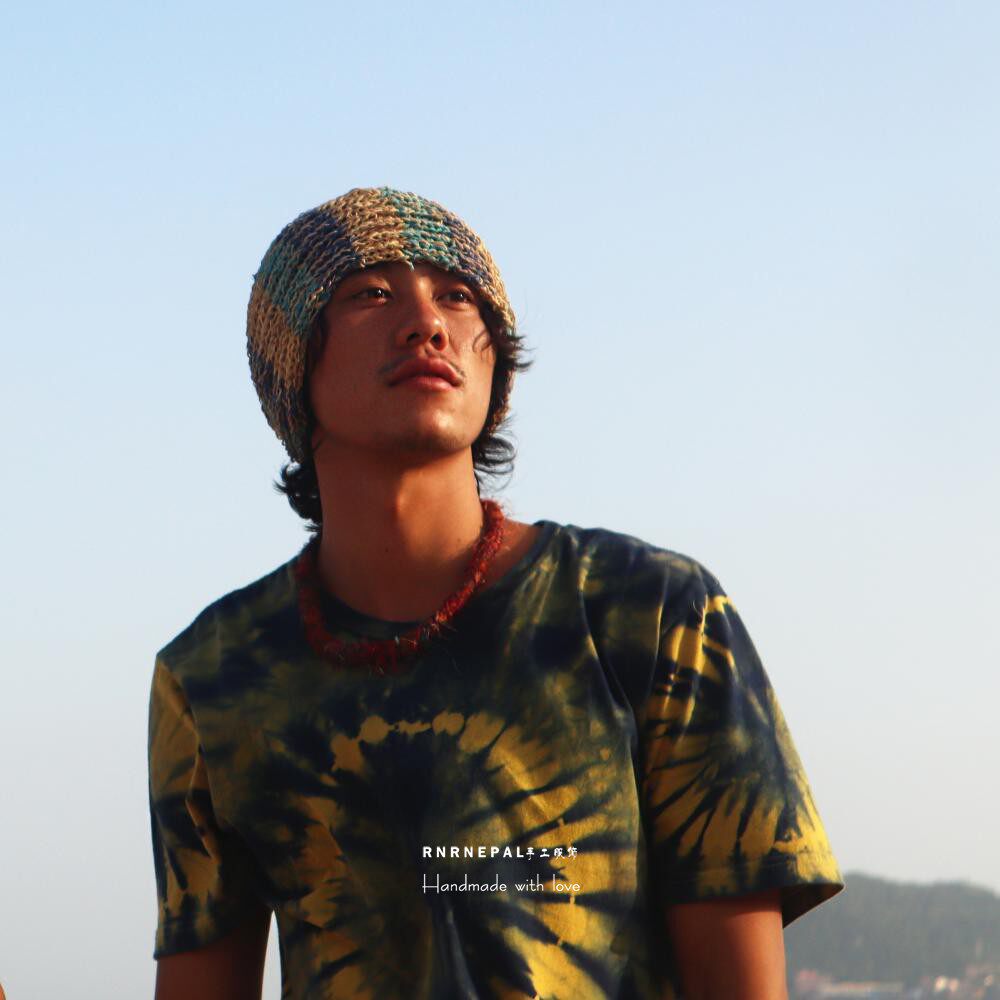 RNRNEPAL手工针织发带帽拼色汉麻头巾雷鬼嬉皮脏辫dreadlocks头饰