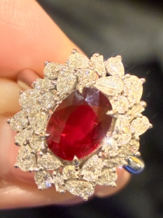 2克拉 无烧 鸽血红GRS证书红宝石钻戒 莫桑比克产地1.3克拉钻石