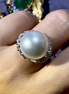 1万多亏本卖 真科研凤凰大钻戒14.3mm正圆无暇90分钻石Pt铂金12克