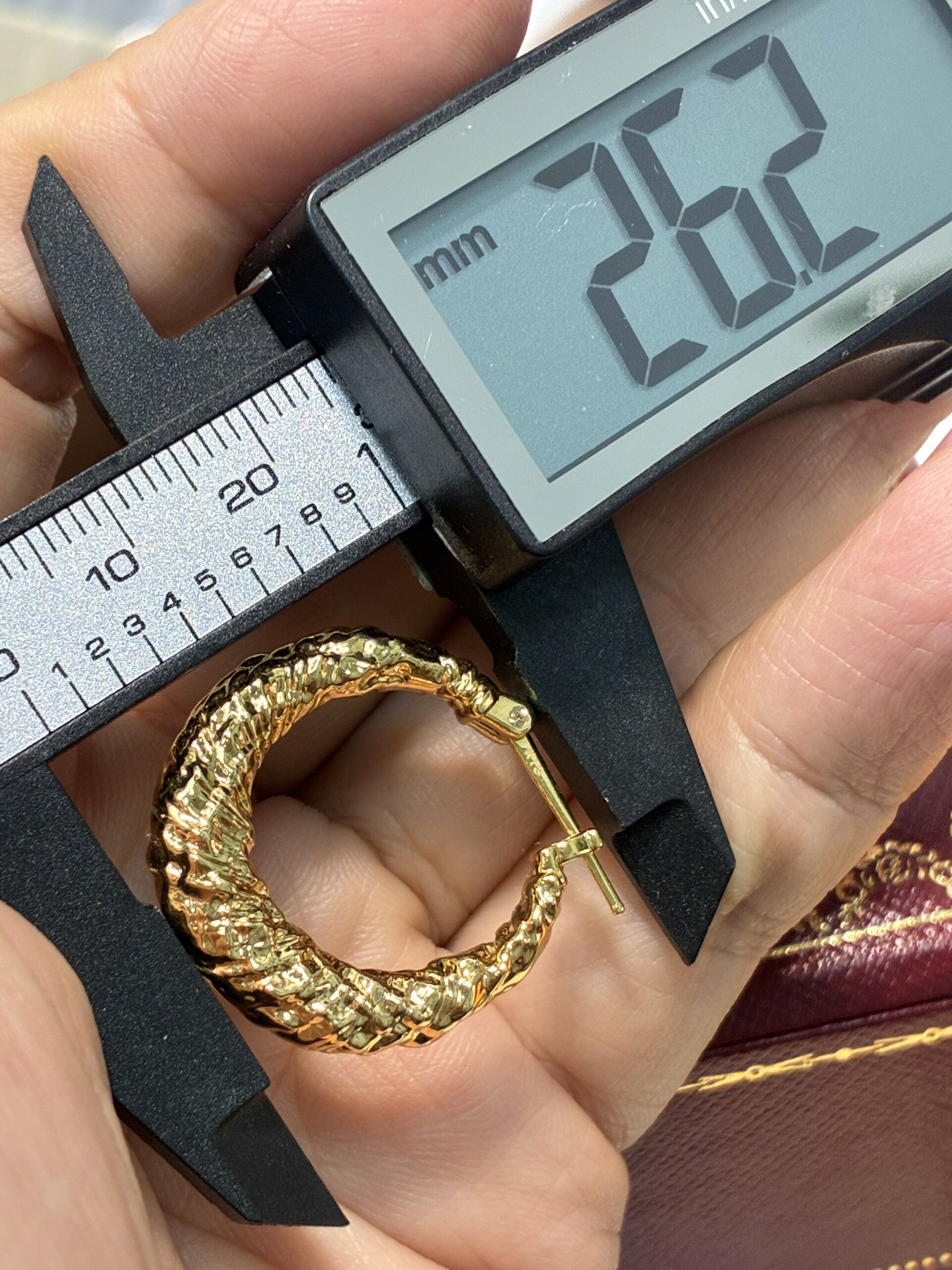 小千一对2.65克左右18K黄金 意大利金大耳环26mm挺大