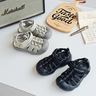 2025夏款 沙滩鞋 韩版 休闲运动凉鞋 男女童包头网面框子鞋 25228童鞋