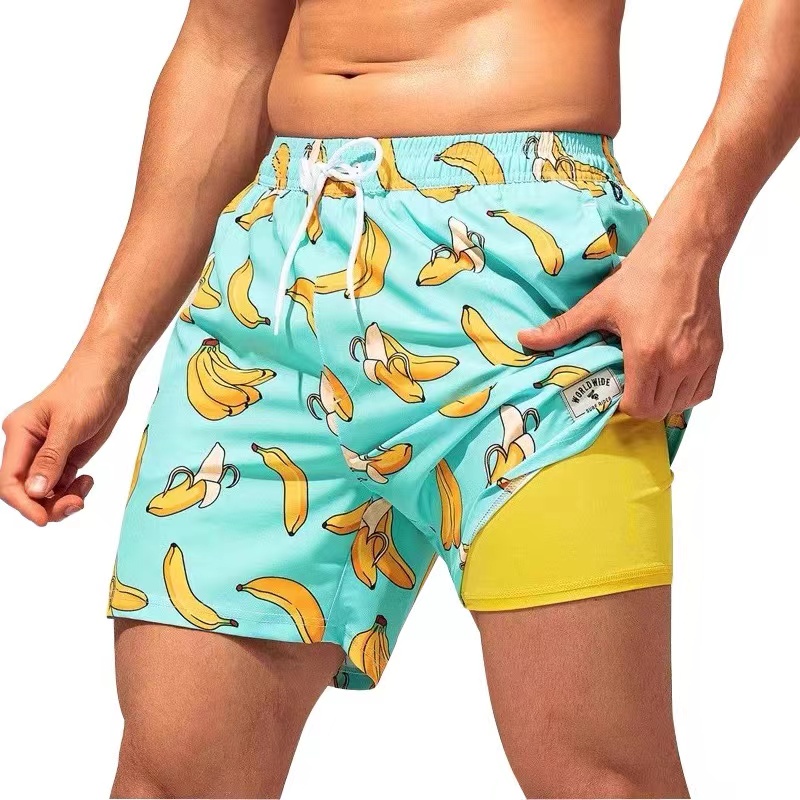 夏季可下水盖浪速干沙滩裤男宽松水上乐园海边游泳裤运动温泉短裤