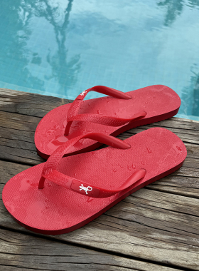 夏季人字拖男士2025新款海边沙滩防滑防臭外穿潮流夹脚凉拖鞋红色